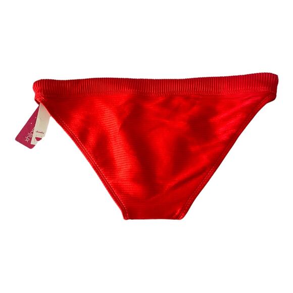 Xhilaration Womens Swim Size Large RIbbed Cheeky Bikini Bottoms Red Swim Suit - Picture 3 of 8
